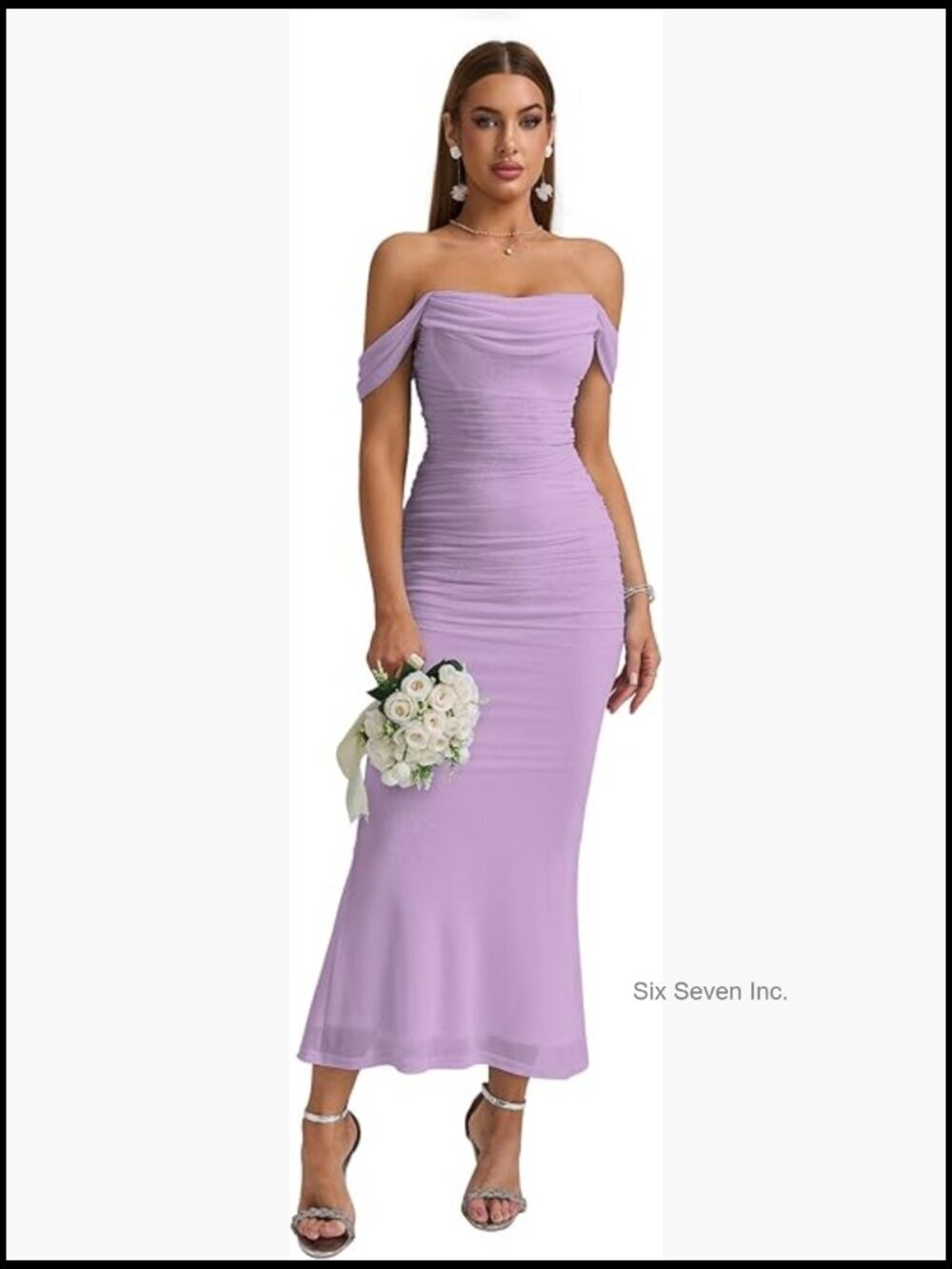 Off Shoulder Maxi Corset Ruched Bodycon Formal Wedding Guest Dress